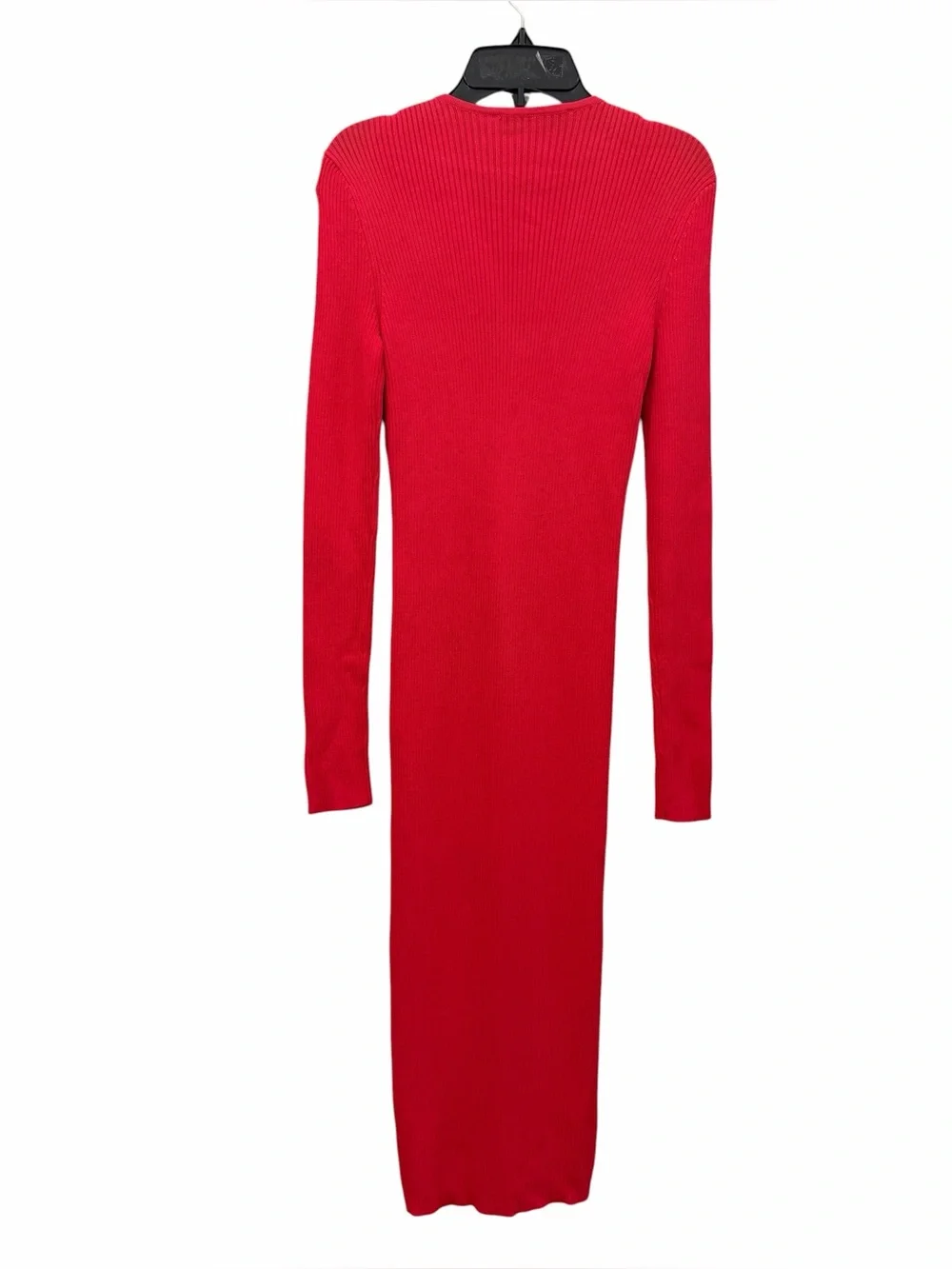 DKNY Ribbed Knit Two Way Zip Cardigan Dress Long Duster Long Sleeve Red XS NWT